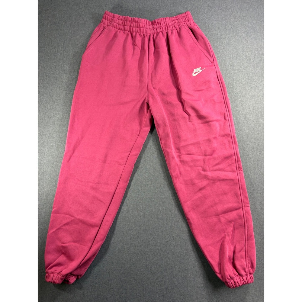 Nike Sportswear Kids XL Pink Fleece Sweatpants Loose Fit Joggers Embroidered
